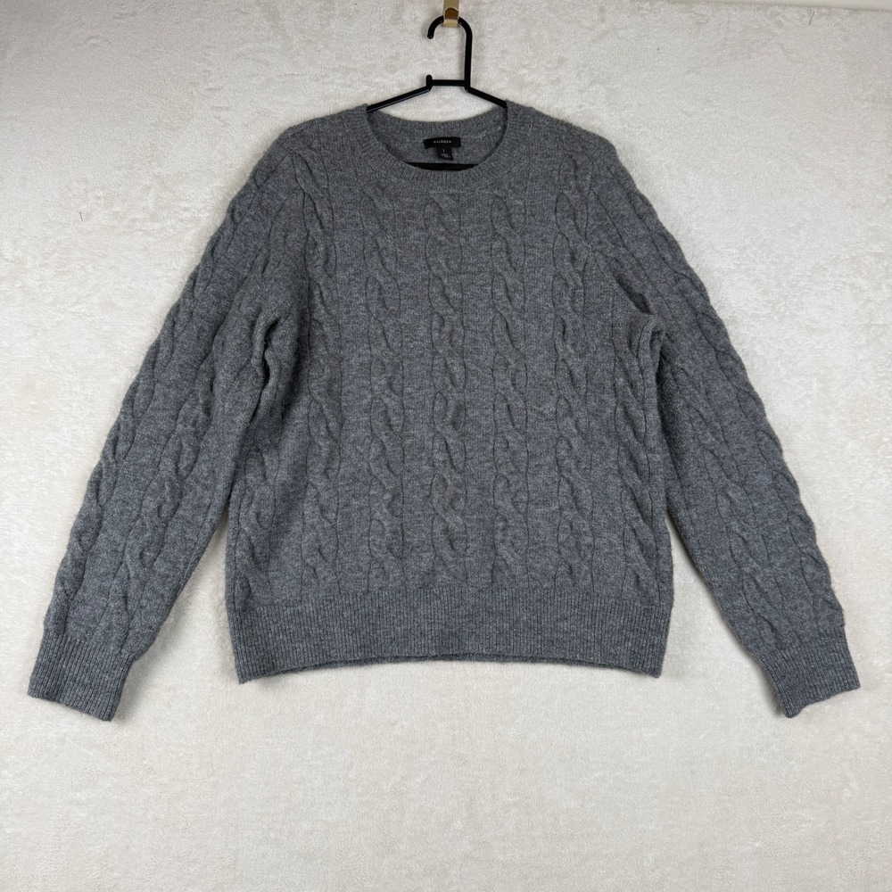 Halogen Gray Cable Knit Crew‎ Neck Sweater Wool Blend Womens Size 1 Quiet Luxury